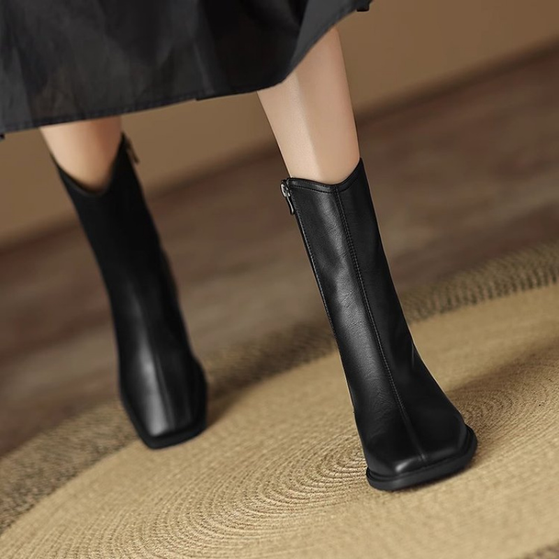 Sepatu bot kulit wanita dengan - Vintage Fashion Dresses ulasan dan harga